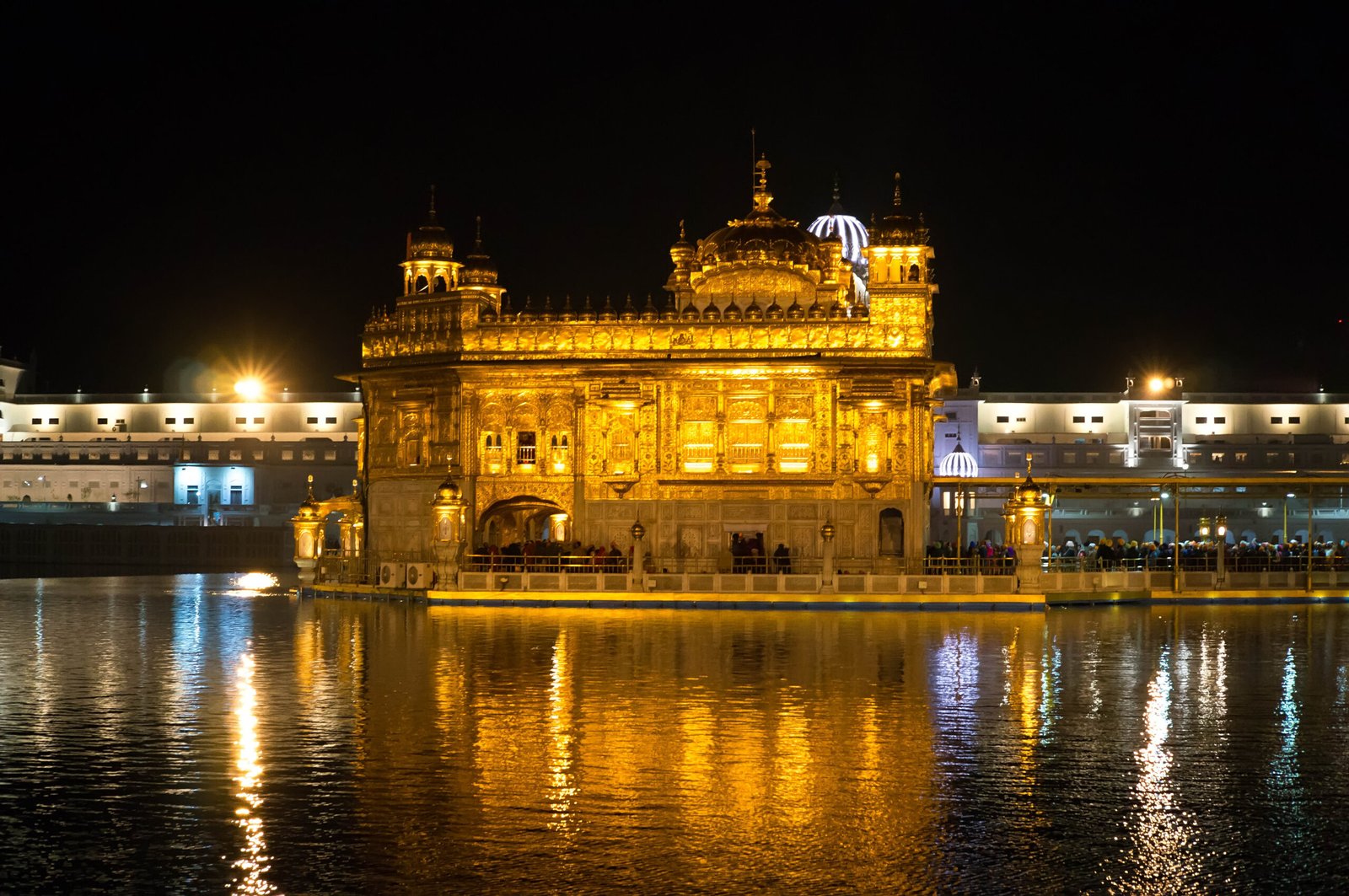 Golden Temple, Harmandir Sahib, at night in Amritsar, Punjab
